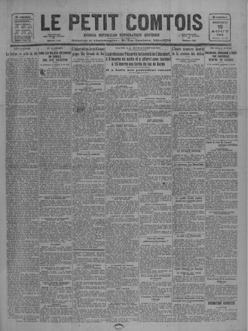 19/08/1932 - Le petit comtois [Texte imprimé] : journal républicain démocratique quotidien