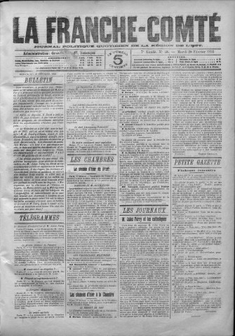 28/02/1893 - La Franche-Comté : journal politique de la région de l'Est
