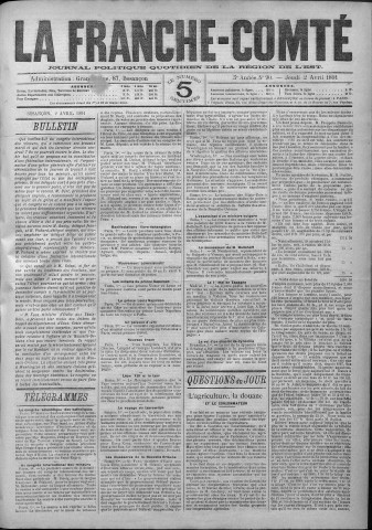 02/04/1891 - La Franche-Comté : journal politique de la région de l'Est