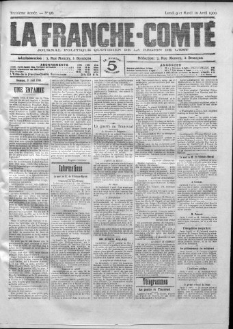 09/04/1900 - La Franche-Comté : journal politique de la région de l'Est