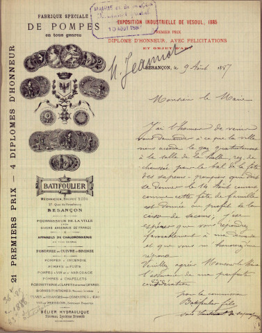 Service des incendies. Matériel et sapeurs-pompiers (1876-1901)