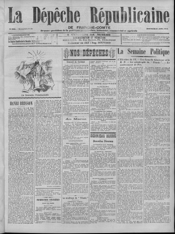 21/04/1912 - La Dépêche républicaine de Franche-Comté [Texte imprimé]