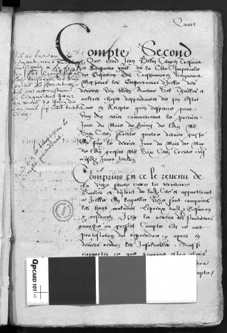 Comptes de la Ville de Besançon, recettes et dépenses, Compte de Jehan Belin (1er juin 1634 - 31 mai 1635)