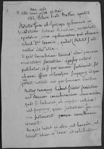 Ms Duvernoy 81 - « Capituli Bisuntini metropolitani acta selecta (ab anno 1050) usque ad ann. 1712 », auct. Carolo Duvernoy