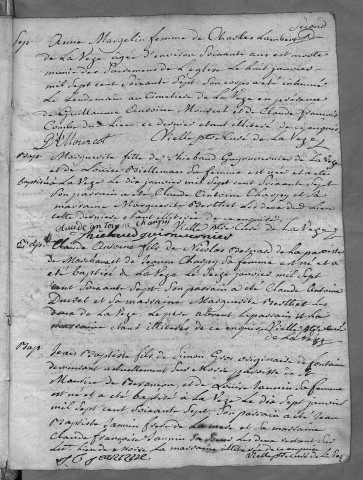 Paroisse de La Vèze : baptêmes (naissances), mariages, sépultures (décès) (8 janvier 1767 - 30 décembre 1792)