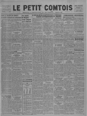 10/09/1943 - Le petit comtois [Texte imprimé] : journal républicain démocratique quotidien