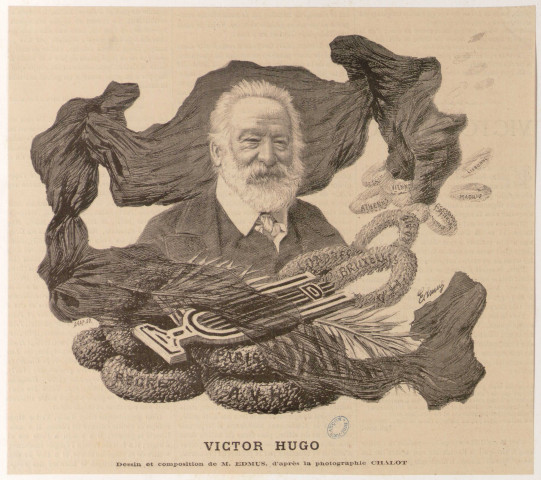 Victor Hugo [image fixe] / Dessin et composition de M. Edmus, d'après la photographie Chalot ; SGAP.SC , 1885