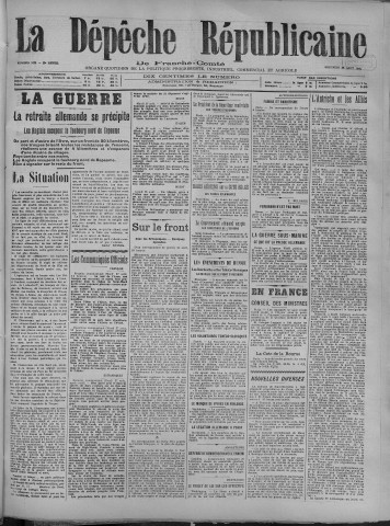 28/08/1918 - La Dépêche républicaine de Franche-Comté [Texte imprimé]