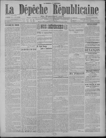 15/10/1922 - La Dépêche républicaine de Franche-Comté [Texte imprimé]