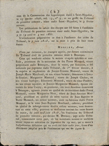 29/05/1808 - Feuille d'avis autorisée par arrêté de M. le Préfet du département du Doubs