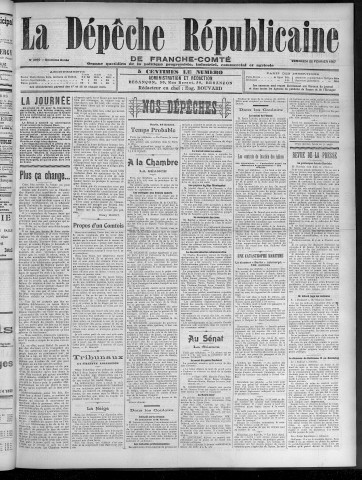 22/02/1907 - La Dépêche républicaine de Franche-Comté [Texte imprimé]