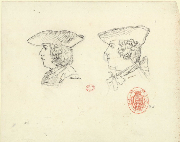 Edme Bouchardon et Jean César Fenouil, de profil [Dessin] , 1729/1730