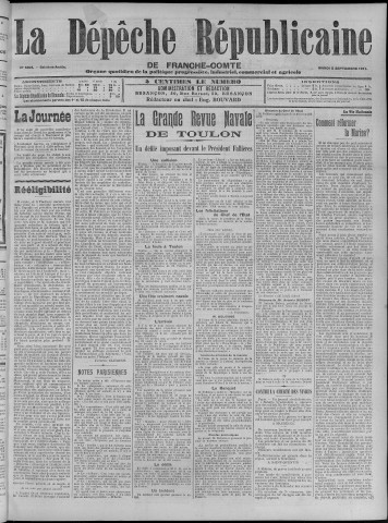 05/09/1911 - La Dépêche républicaine de Franche-Comté [Texte imprimé]