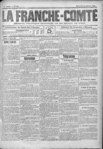 23/01/1895 - La Franche-Comté : journal politique de la région de l'Est