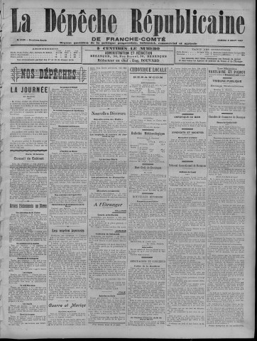 03/08/1907 - La Dépêche républicaine de Franche-Comté [Texte imprimé]