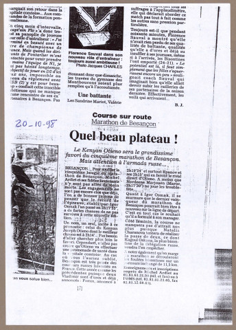 Marathon de Besançon, édition 1998 : dossier d'organisation