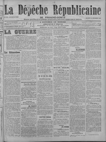 18/12/1914 - La Dépêche républicaine de Franche-Comté [Texte imprimé]