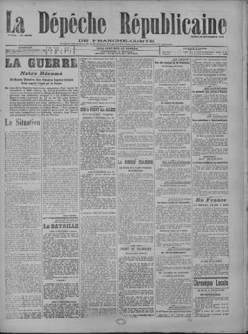 19/09/1916 - La Dépêche républicaine de Franche-Comté [Texte imprimé]