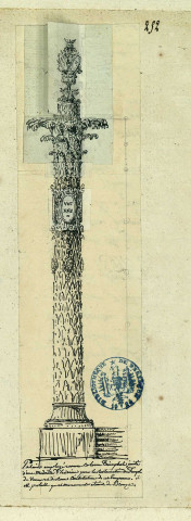 Colonne triomphale en forme de palmier, imitée d'une médaille d'Hadrien. Projet de décor de théâtre / Pierre-Adrien Pâris , [S.l.] : [P.-A. Pâris], [1700-1800]