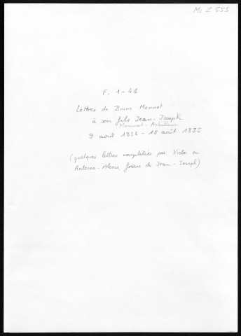 Ms Z 555 - Lettres adressées à Jean-Joseph Monnot-Arbilleur.