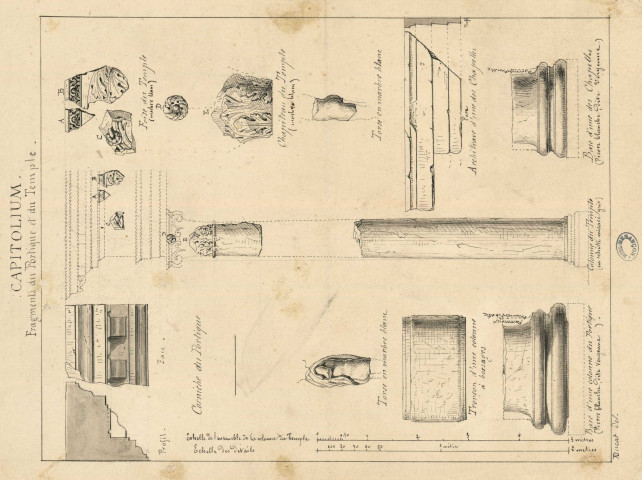 Capitolium. Fragments du portique et du temple. / A. Ducat del. , [S.l. : Besançon ?] : [A. Ducat], [1868]