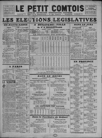 27/04/1936 - Le petit comtois [Texte imprimé] : journal républicain démocratique quotidien