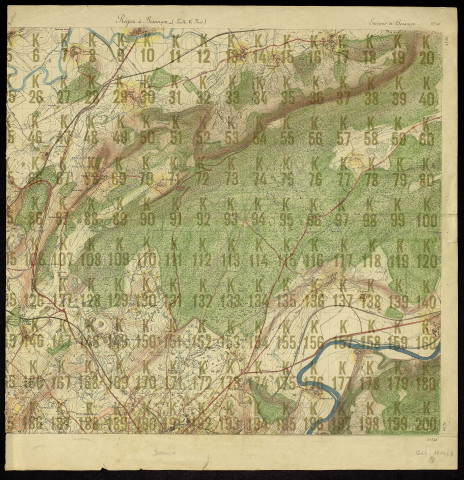 Plan au 1:20000 pour régler le tir de l'artillerie. - Environs de Besançon. . [Document cartographique] , 1800/1899