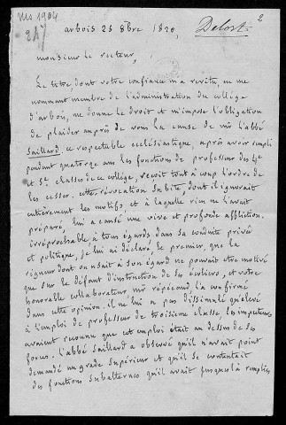 Ms 1904 - Correspondance de Charles Weiss (tome XVII) : de Delort à Garny
