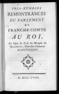 Très humbles remontrances du parlement de Franche-Comté au roi, au sujet de l'exil du marquis de Grammont, chevalier d'honneur de cette Compagnie