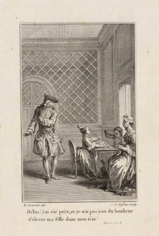 [Gravure pour l'acte II scène 8 du "Fabricant de Londres" de Fenouillot de Falbaire] [estampe] / H. Gravelot del. C. le Vasseur sculp. , [Paris : s.n., circa 1780]