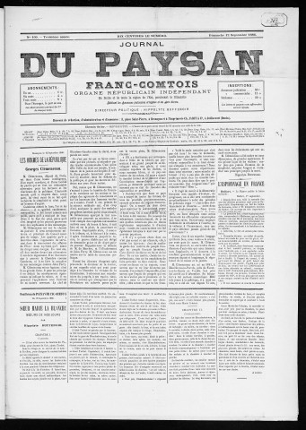 12/09/1886 - Le Paysan franc-comtois : 1884-1887
