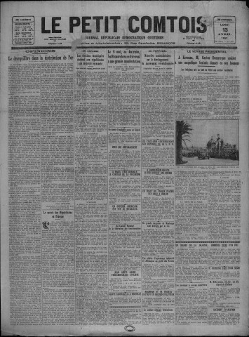 13/04/1931 - Le petit comtois [Texte imprimé] : journal républicain démocratique quotidien