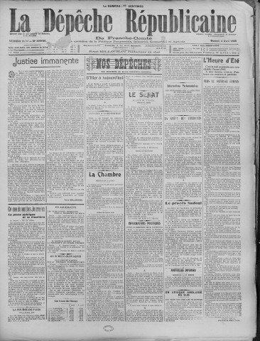 04/04/1925 - La Dépêche républicaine de Franche-Comté [Texte imprimé]