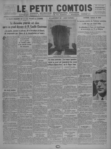18/02/1938 - Le petit comtois [Texte imprimé] : journal républicain démocratique quotidien