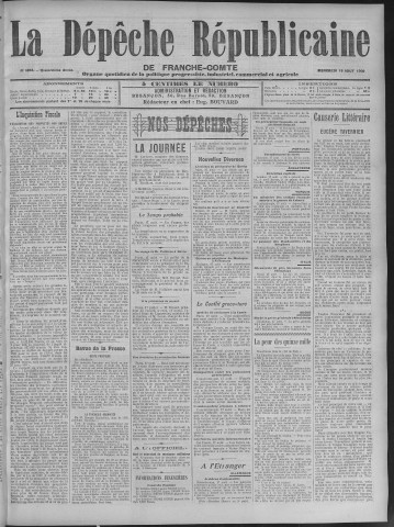 18/08/1909 - La Dépêche républicaine de Franche-Comté [Texte imprimé]