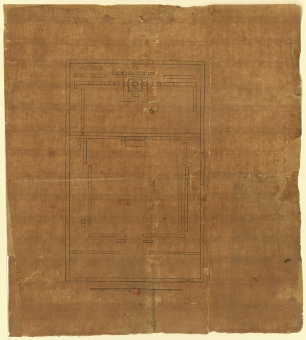 Versailles [Dessin] : lit de justice et salle des Notables : plan d'un lit de justice à Versailles , 1750/1799