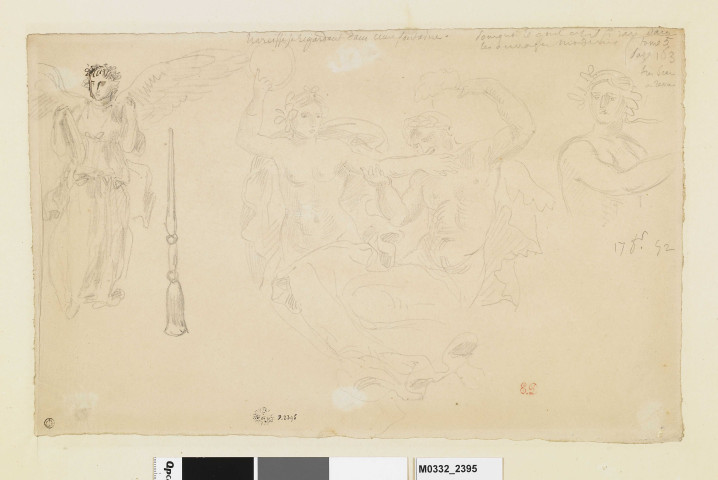 Feuille d'études : différents personnages, dont un ange