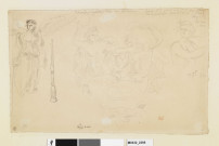 Feuille d'études : différents personnages, dont un ange