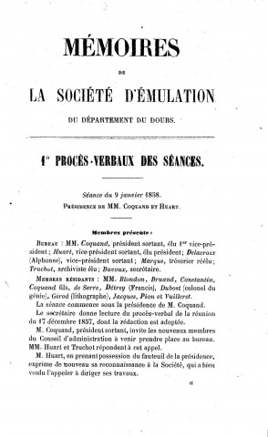 01/01/1858 - Mémoires de la Société d'émulation du Doubs [Texte imprimé]