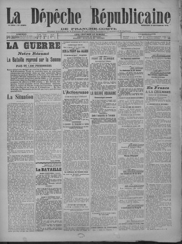 13/09/1916 - La Dépêche républicaine de Franche-Comté [Texte imprimé]