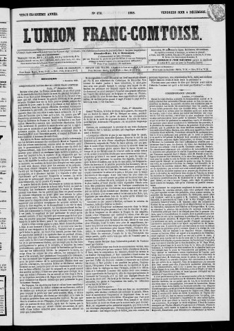 04/12/1868 - L'Union franc-comtoise [Texte imprimé]