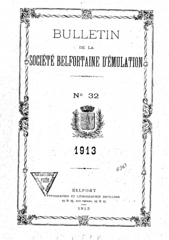 01/01/1913 - Bulletin de la Société belfortaine d'émulation [Texte imprimé]