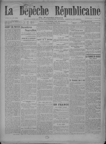 02/01/1920 - La Dépêche républicaine de Franche-Comté [Texte imprimé]