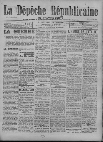 15/04/1915 - La Dépêche républicaine de Franche-Comté [Texte imprimé]