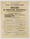 République française. Avis à la population : Mesures de protection individuelle contre les effets des bombardements, affiche