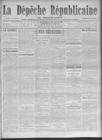 29/07/1908 - La Dépêche républicaine de Franche-Comté [Texte imprimé]