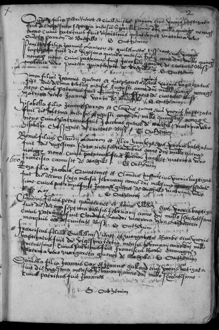 Paroisse de Bregille : baptêmes (naissances) (2 août 1597 - 4 octobre 1686)
table (incomplète) 1631 - 1638