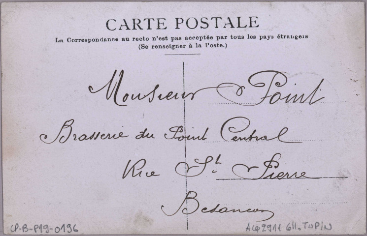 [Besançon - Brasserie "Au Point Central"]. [image fixe] , 1904/1905