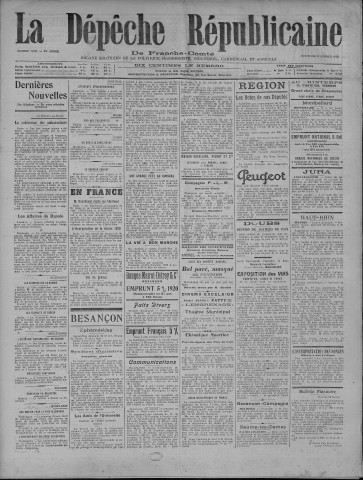 22/02/1920 - La Dépêche républicaine de Franche-Comté [Texte imprimé]