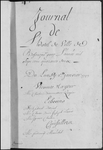 Registre des délibérations municipales 1er janvier - 31 décembre 1742